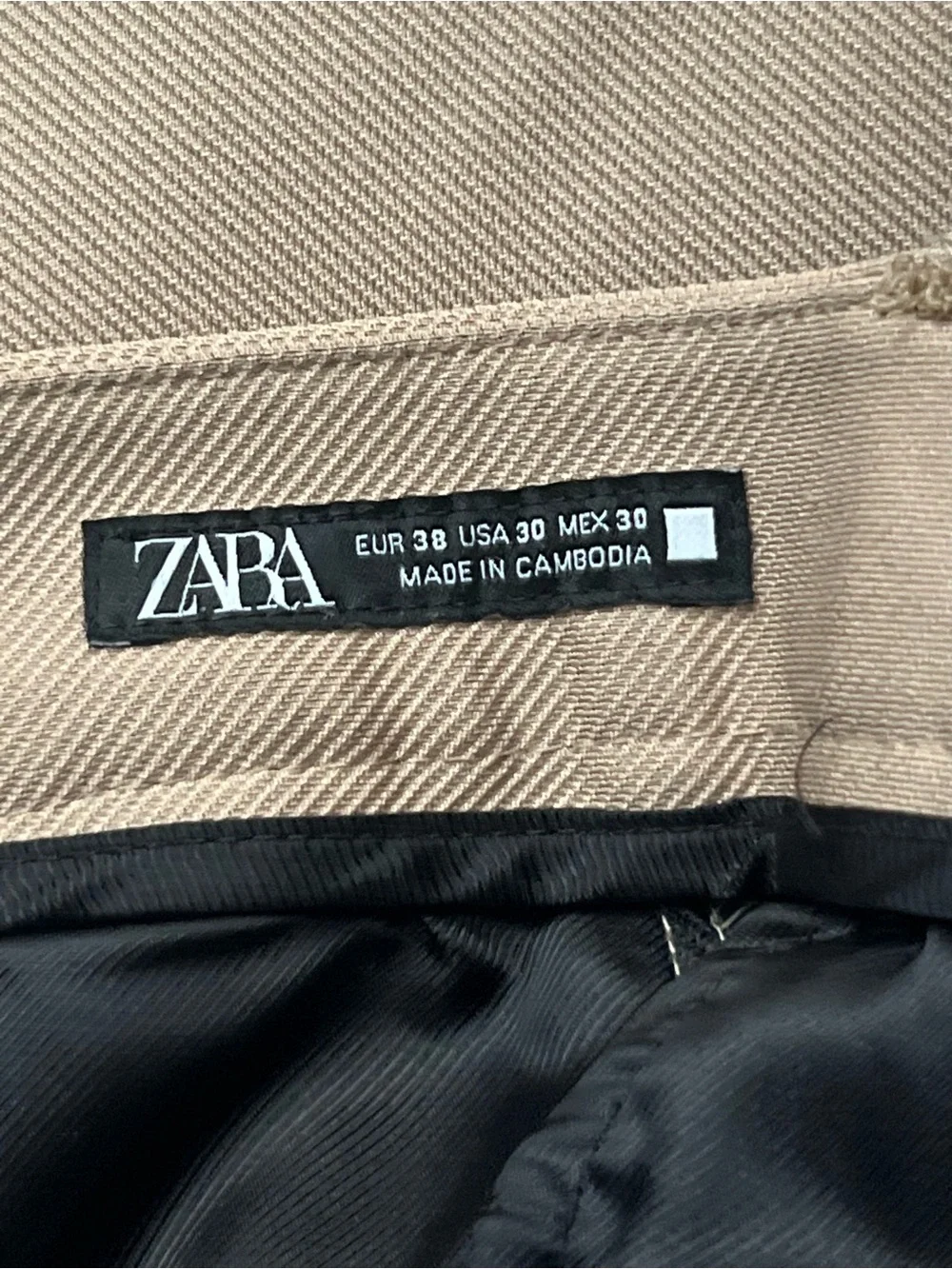 Zara Slim Straight Khaki Chinos - Light Brown, Size 30 (US)